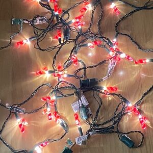 3 strings of Christmas glass candy cane LED lights vintage look perfect conditio